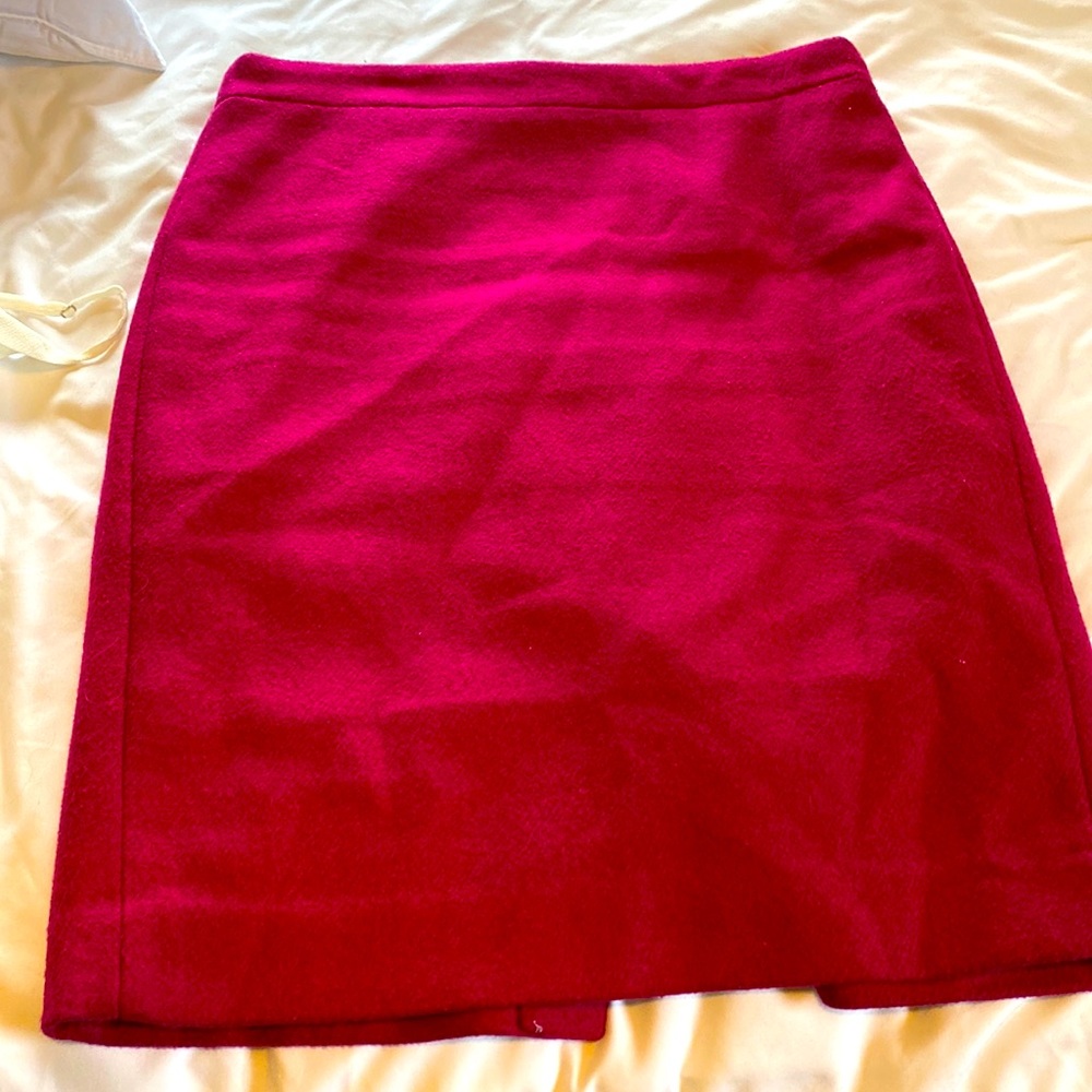 Wool pink j crew pencil skirt